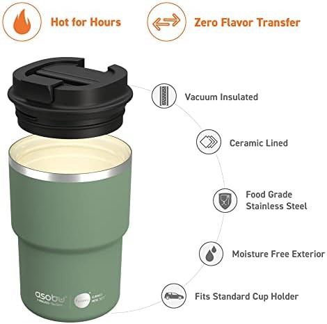 Basil green ceramic coated travel mug 12 oz — photo 3