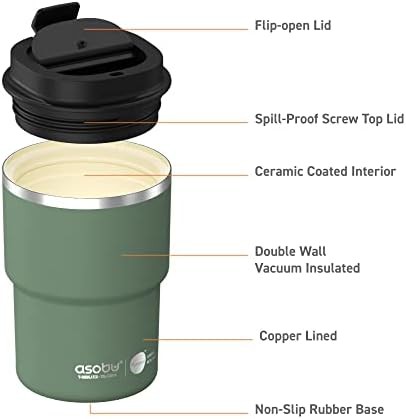 Basil green ceramic coated travel mug 12 oz — photo 5