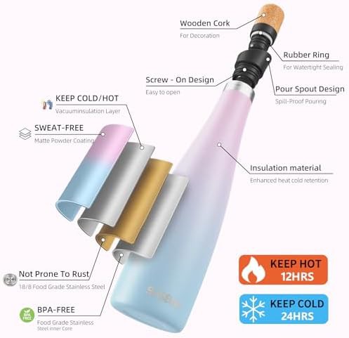Large Gradient Steel Wine Bottle 32 oz — photo 3