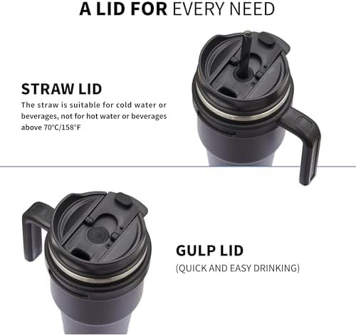 ALOUFEA 20 oz insulated stainless steel tumbler with straw lid — photo 3
