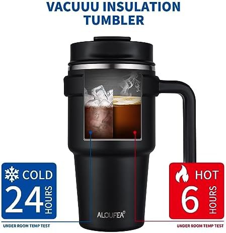 ALOUFEA 20 oz insulated stainless steel tumbler with straw lid — photo 4