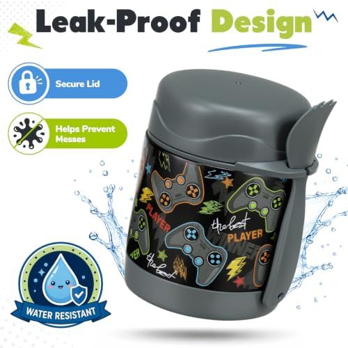 Black game console kids soup thermos 10 oz — photo 5