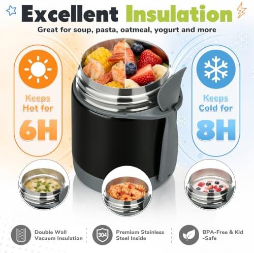 Black stainless steel kids food jar 10 oz — photo 4