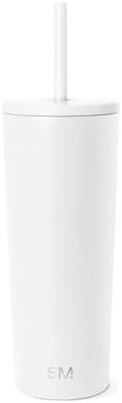 White iced coffee tumbler with straw 24 oz