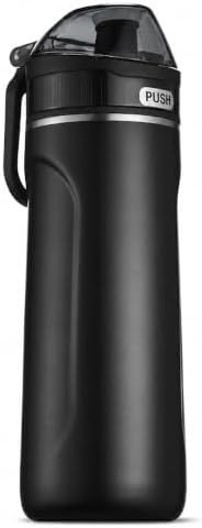 Slim black stainless water bottle 18 oz