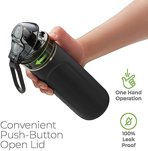 Slim black stainless water bottle 18 oz — photo 5