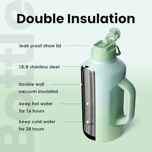 Green gradient dual-use water bottle 64oz — photo 3