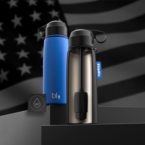 Blue alkaline water filter flask 26oz