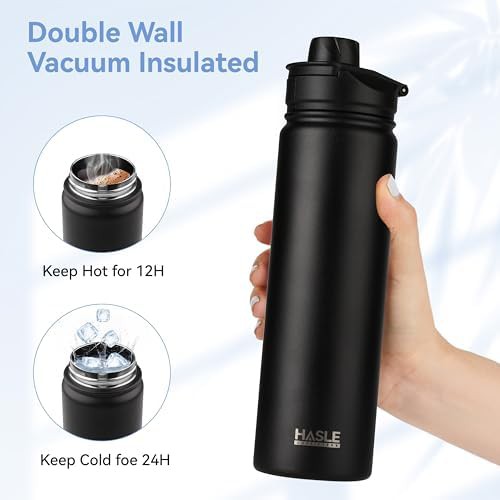 Black wide mouth insulated bottle 22 oz — photo 4