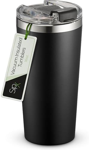 Black insulated coffee tumbler 16 oz