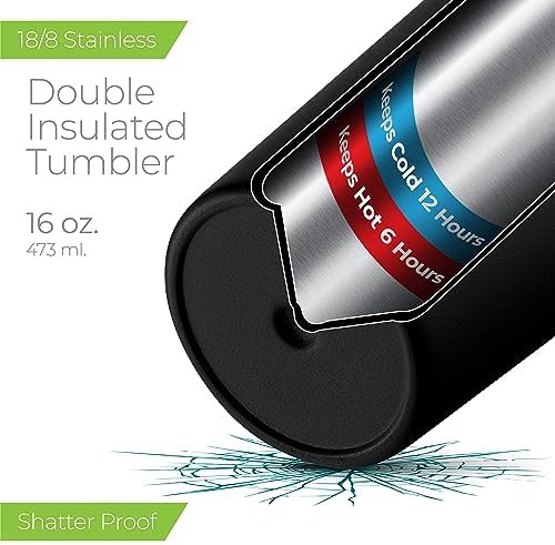 Black insulated coffee tumbler 16 oz — photo 3