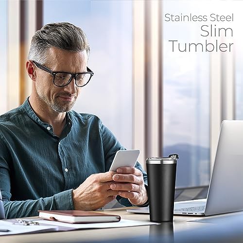 Black insulated coffee tumbler 16 oz — photo 4