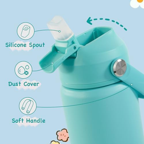 Green stainless steel toddler bottle 12 oz — photo 3