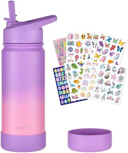 Kids purple and pink 16 oz straw bottle