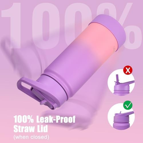 Kids purple and pink 16 oz straw bottle — photo 4