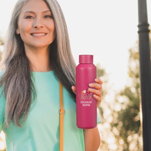Fuchsia pink teacher travel insulated bottle 20 oz — photo 5
