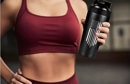 American flag engraved insulated shaker bottle — photo 4