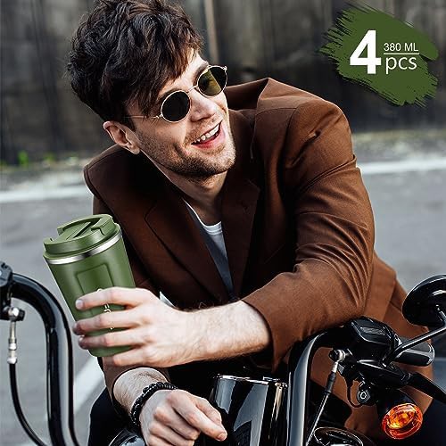 Green reusable stainless steel coffee tumblers — photo 5