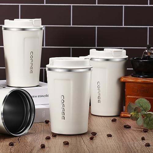 White stainless steel travel coffee mug set — photo 4
