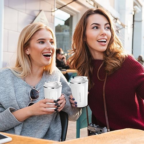 White stainless steel travel coffee mug set — photo 5