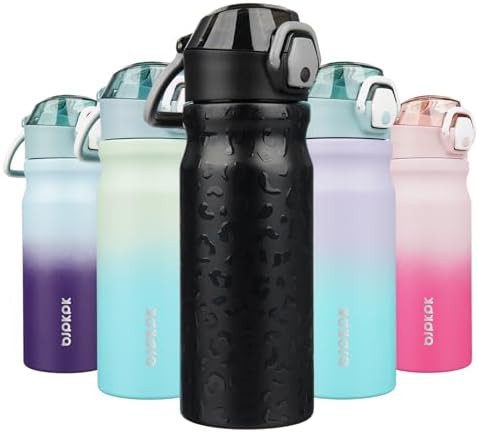 18 oz Water Bottle with Straw & Handle steel