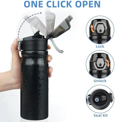 18 oz Water Bottle with Straw & Handle steel — photo 3