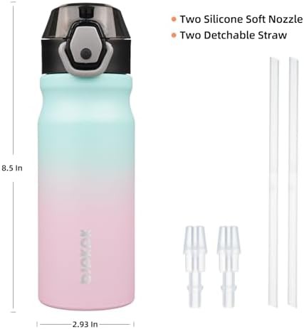 18 oz Water Bottle with Straw & Handle stainless-steel-water-bottle-straw-handle — photo 4