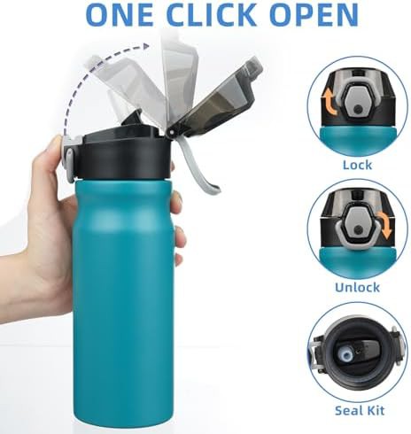18 oz Water Bottle with Straw & Handle stainless-steel-water-bottle-straw-straw — photo 3