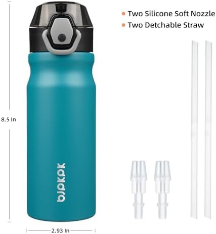 18 oz Water Bottle with Straw & Handle stainless-steel-water-bottle-straw-straw — photo 4