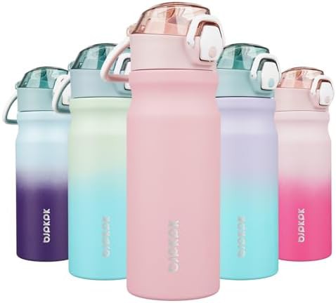 18 oz Water Bottle with Straw & Handle stainless