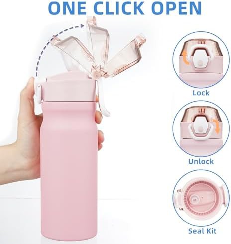 18 oz Water Bottle with Straw & Handle stainless — photo 3