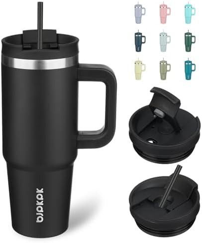 30 oz Insulated Tumbler with Handle & Straw stainless