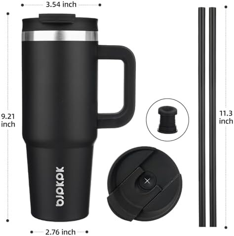 30 oz Insulated Tumbler with Handle & Straw stainless — photo 3