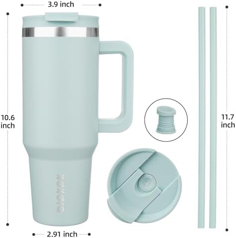 40 oz Insulated Tumbler with Handle & Straw stainless — photo 3