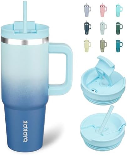 30 oz Insulated Tumbler with Handle & Straw