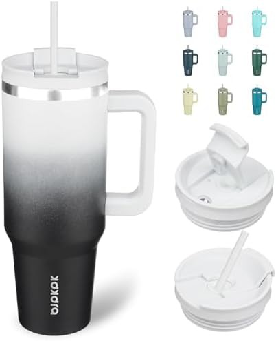 40 oz Insulated Tumbler with Handle & Straw