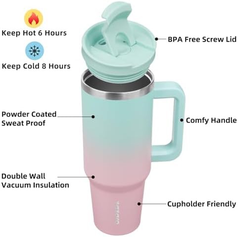 40 oz Insulated Tumbler with Handle & Straw insulated-tumbler-handle-straw — photo 2