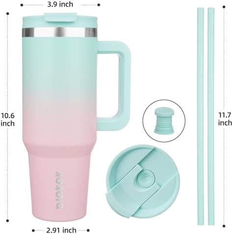 40 oz Insulated Tumbler with Handle & Straw insulated-tumbler-handle-straw — photo 3