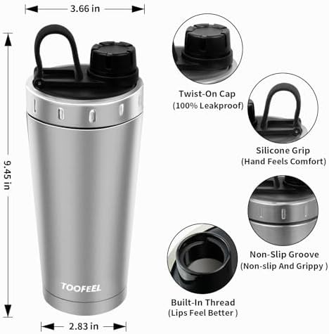 Insulated stainless steel protein shaker 20 oz — photo 4