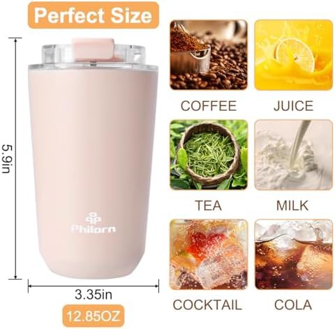 Philorn pink 12 oz insulated coffee tumbler — photo 3