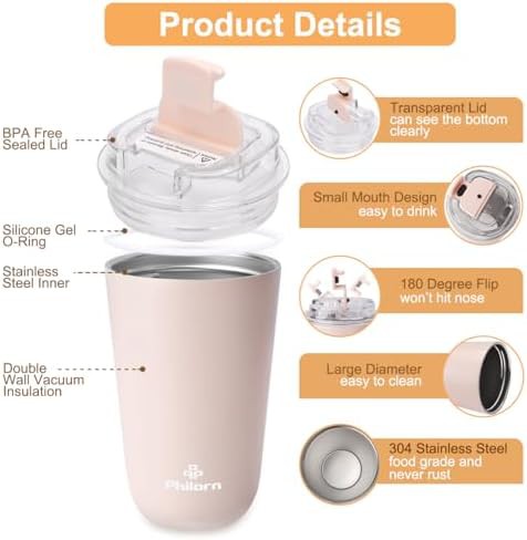 Philorn pink 12 oz insulated coffee tumbler — photo 5