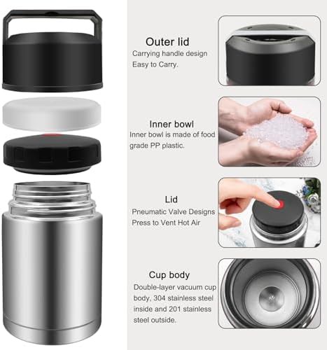 Silver wide mouth insulated soup thermos — photo 5