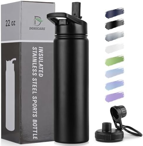 Black stainless steel sports bottle 22 oz