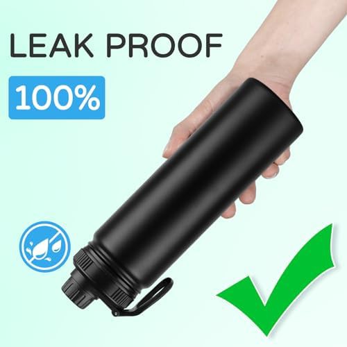 Black stainless steel sports bottle 22 oz — photo 5