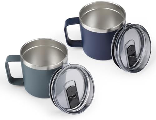 Forest Gray and Navy Insulated Camping Mugs
