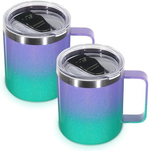 Purple green tumbler mug 14 oz