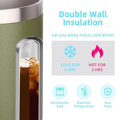 Army green leakproof travel mug 14 oz — photo 3