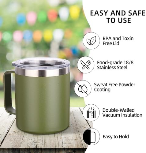 Army green leakproof travel mug 14 oz — photo 4