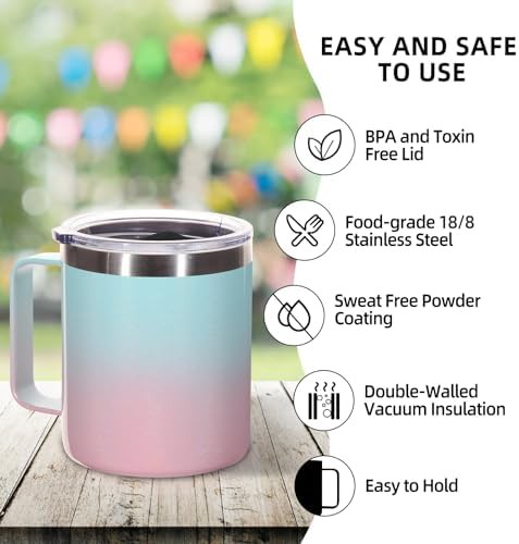 Green pink travel mug 14 oz 4 pack — photo 4