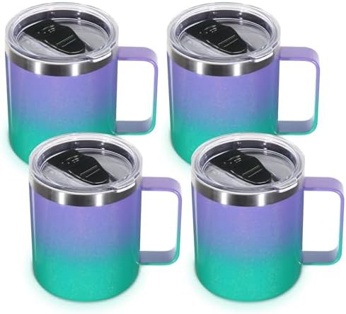 Purple green travel mug 14 oz